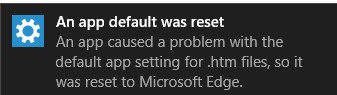 windows 10 Стандартное приложение сброшено, сброс сопоставления между программой и файлом