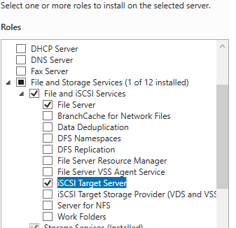 установка роли iSCSI Target Server