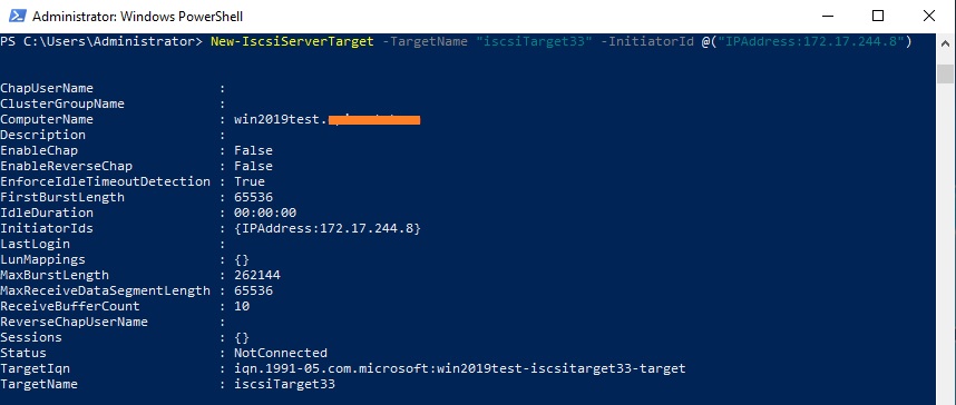 New-IscsiServerTarget 