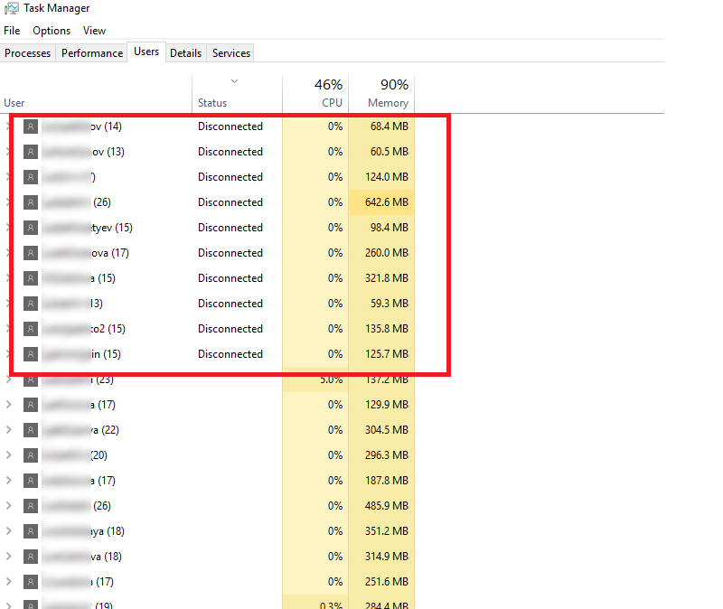 disconnected сесии не отключаются на rds/rdp сервере