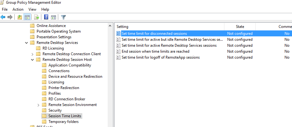 политики ограничения времени rdp сеансов по времени 