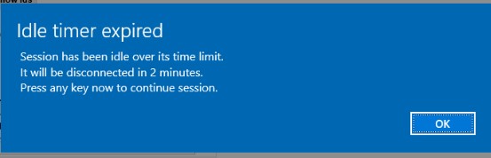 сообщение о простаивающей сесии в windows через 2 минуты