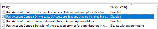 отключить UAC на компьютерах через групповые политики