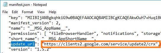 update_url у расширения Chrome