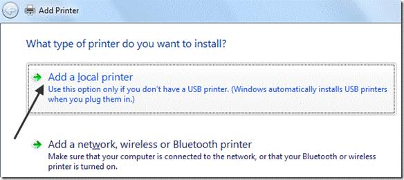 local printer win 7