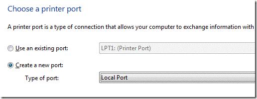 create new local port