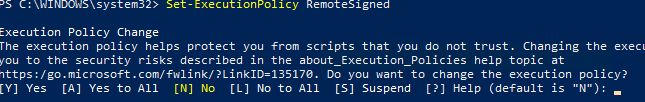 Set-ExecutionPolicy RemoteSigned разрешить запуск локальных powershell скриптов