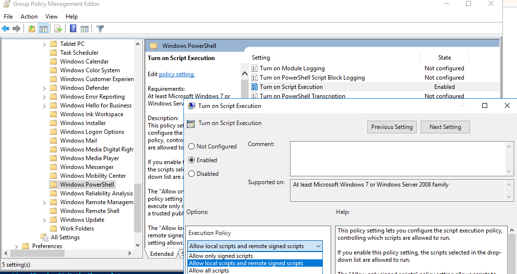 групповая политика Turn on Script Execution 