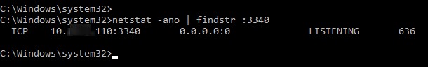 netstat ano findstr