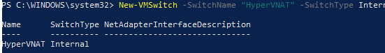 hyper-v: команда new-vmswitch создать коммутатор