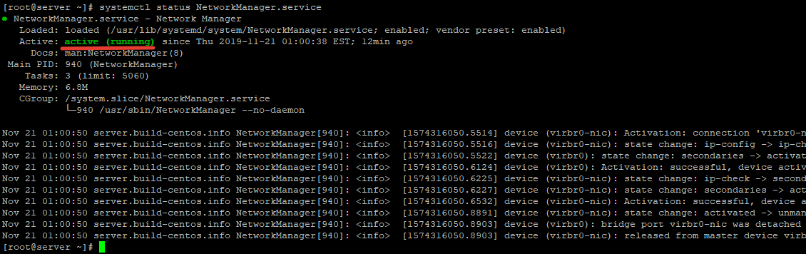 systemctl status NetworkManager.service