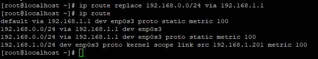 изменитть маршрут ip route replace