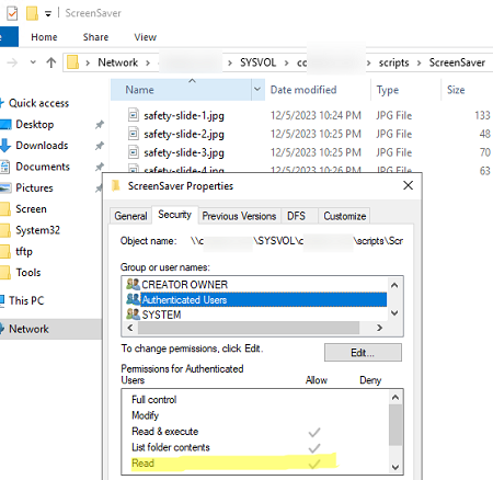 Настройка скринсейвера Windows на компьютерах домена с помощью GPO 6 Скопировать файлы для заставки в sysvol