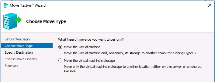 Move the virtual machine