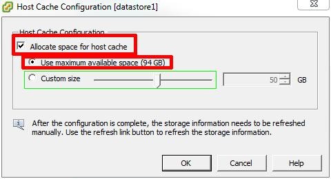 Использовать весь ssd диск под кэш в vmware vcenter 5.x