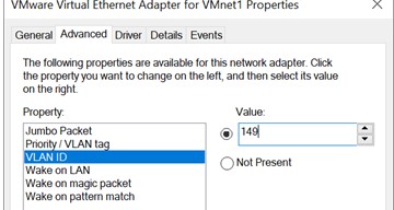 задать vlan-id в свойствах сетевого адаптера windows