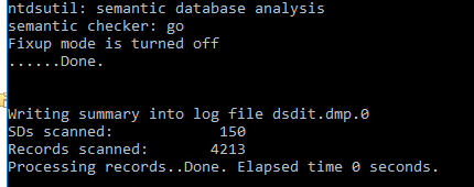 active directory ntdsutil проверка семантики semantic database analysis