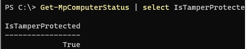 Get-MpComputerStatus | select IsTamperProtected - проверить что включена защита Windows Defender