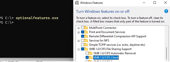включить клиент smbv1 в windows 11