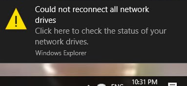 Не удалось восстановить подключения ко всем сетевым дискам Windows 10