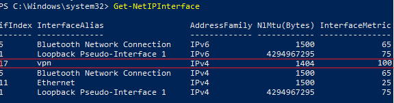 Get-NetIPInterface 