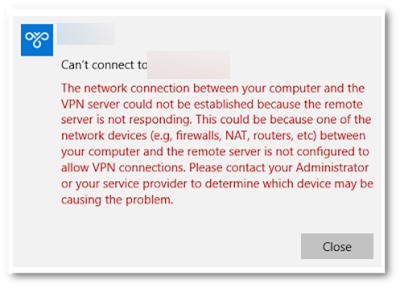 vpn ошибка при подключении за NAT