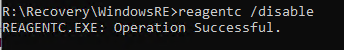reagentc /disable отключить winRE