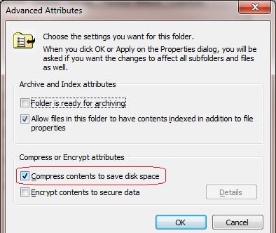 NTFS сжатие папки в Windows 7