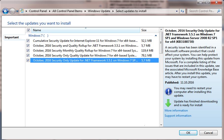 Windows 7 кумулятивное обновление октябрь 2016