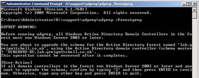 adprep - обновляем схемы домена до windows 2012