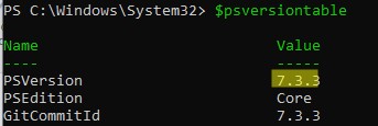 проверить что powershell core обновлен в windows