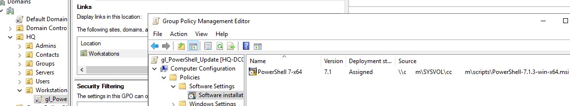 обновление powershell в домене через gpo