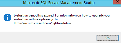 SQL Server Management Studio - Evaluation period has expired
