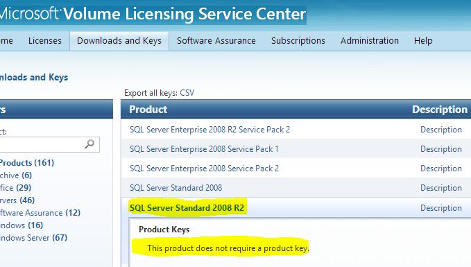 sql server VLSC ключ для enterprise agreement - This product does not require a product key