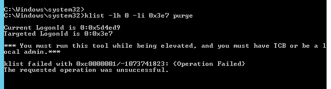 klist failed Error calling API LsaCallAuthenticationPackage