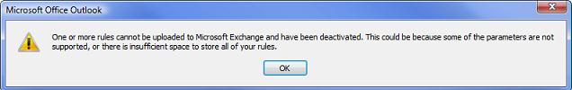 Превышен размер правил в outlook
