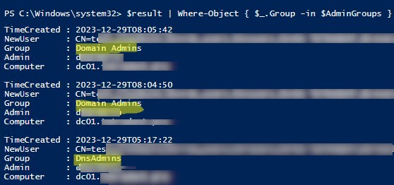Оповещение при добавлении пользователя в группу администраторов Active Directory 5 Список изменений в группах active directory