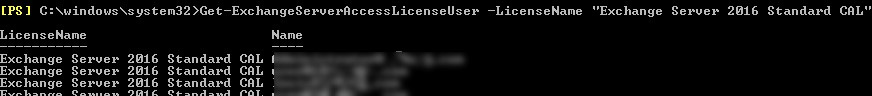 Get-ExchangeServerAccessLicenseUser узнать необходимое количестсво клиентских лицензий CAL пользователей