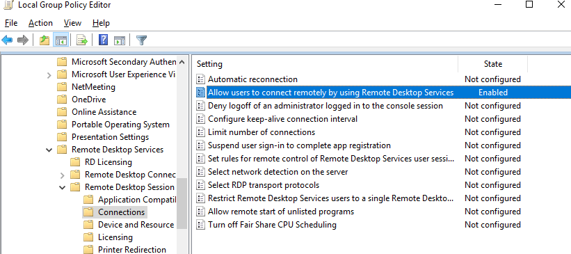 групповая политика rds Allow users to connect remotely using Remote Desktop Services