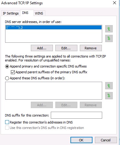 Register DNS connection addresses