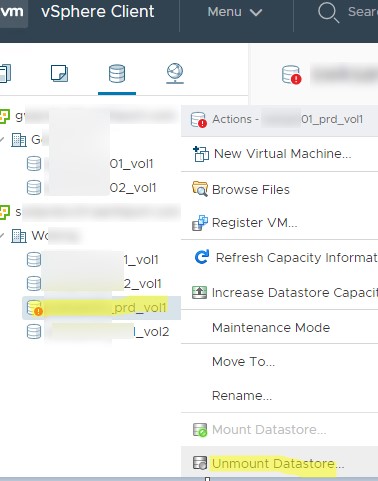 отключить nfs хранилища в esxi