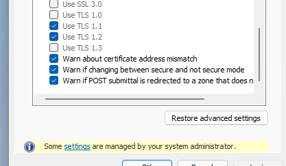 разрешить использование TLS 1.2 TLS в Windows