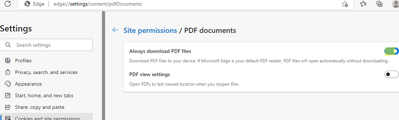 всегда скачивать pdf файлы в microsoft edge но не открывать их