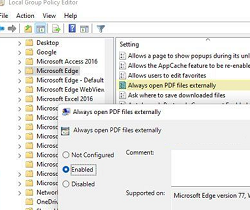 Групповая политика Always open PDF files externally