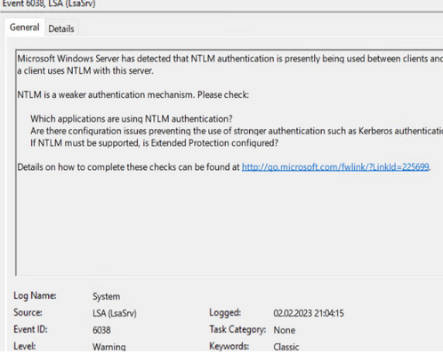 событие ntlm аутентфикации от lsasrv eventid 6038