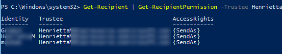 Get-RecipientPermission найти права sendas