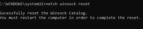 netsh winsock reset