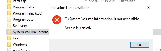 запрещен доступ к system volume information в windows