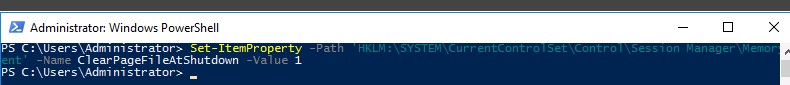 Set-ItemProperty ClearPageFileAtShutdown 
