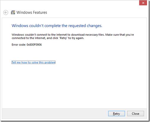 Ошибка установки 0x800F0906 .net frawework 3.5 в Windows 8.1
